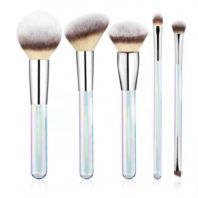 Wholesale glitter crystal handle makeup brushes acrylic cosmetic brush custom make up brushes plastic face brushes