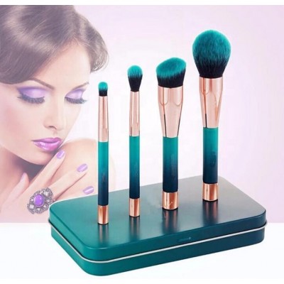 Vegan 4pcs Magnetic Make Up Brushes Makeup Facial Foundation Eyeshadow Cosmetics Brush Kit With Brush Holder